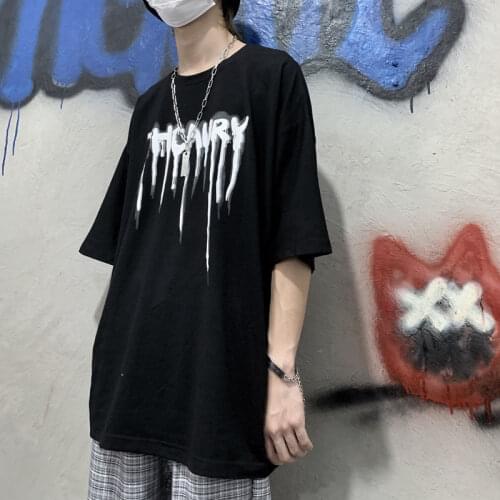 Hip Hop Letter Print T Shirt Men High Street T-shirt Harajuku Streetwear Punk Tshirt Casual Short Sleeve Summer Tops Tee Male