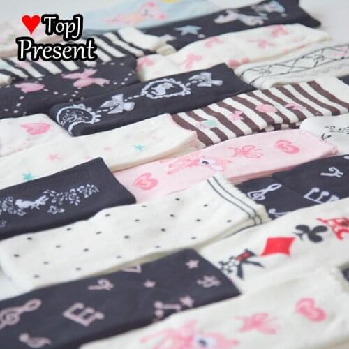 Lolita Japanese girls knee-length stockings cotton student dance socks Multi-lacy printed cotton socks