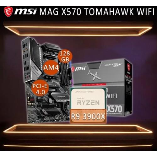 MSI MAG X570 TOMAHAWK WIFI Gaming Motherboard With AMD Ryzen 9 3900X CPU Motherboard Combo Ryzen AMD X570 Gaming Placa-mãe AM4