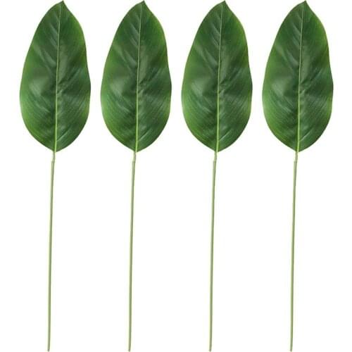 4pcs Artificial Simulation Large Banana Leaf Tropical Green Plants Indoor And Outdoor Palm Tree Leaves Wedding Hotel Home Decor