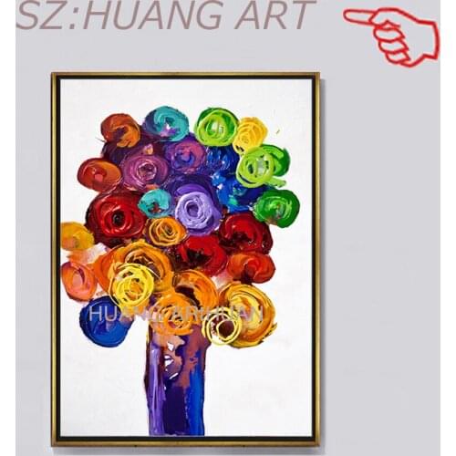 100% Handpainted Oil Painting On Canvas New Handmade Knife Flower Oil Painting Wall Art Picture Home Decoration For Living Room