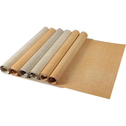 Chinese Xuan Paper 5sheets/1ot Retro Half Ripe Calligraphy Paper with Grids Chinese Batik Brush Calligraphy Special Paper