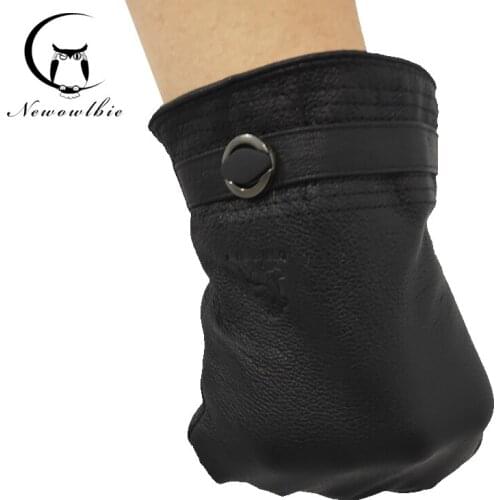 New design leather gloves with deer skin pattern mens warm soft sheepskin gloves black outdoor sports riding Mittens