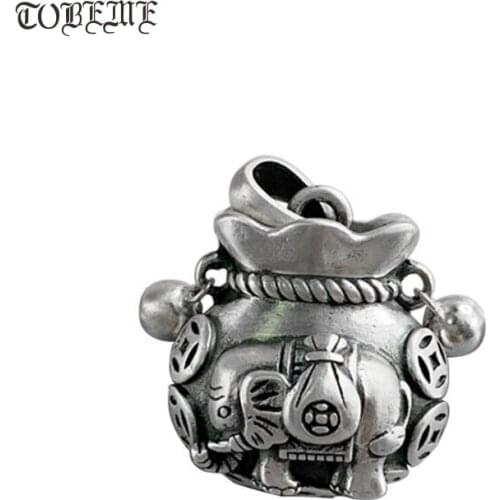 100% 999 Silver Gourd Pendant Vintage Silver Good Luck Elephant Pendant Lucky Symbol Pendant