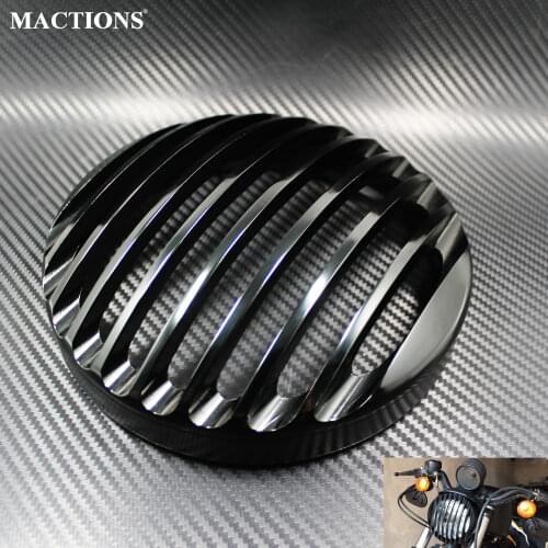 Motorcycle 5.75" CNC Led Headlight 5 3/4" Headlamp Grill Cover For Harley Sportster XL 883 Iron 1200 2004-14 Custom XL1200C