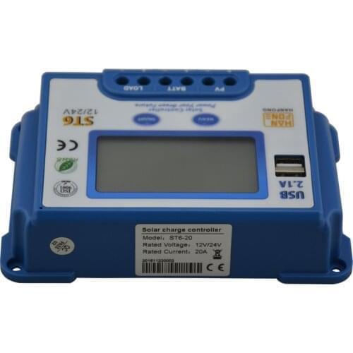 MPPT Dual USB interface ST6-10A solar controller 12V-24V 10A/20A/30A/40A/50A/60A Auto Work Solar Charge Controller