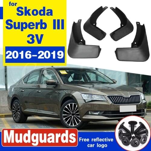 Set Molded Car Mud Flaps For Skoda Superb III 3V 2016-2019 Mudflaps Splash Guards Mud Flap Mudguards Fender Front Rear Styling
