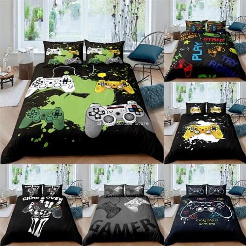 3D Gamer Bedding Set Gamepad Life Pattern Printed Duvet Cover Set With Pillowcase Cool Home Textiles King Full Size Drop Ship