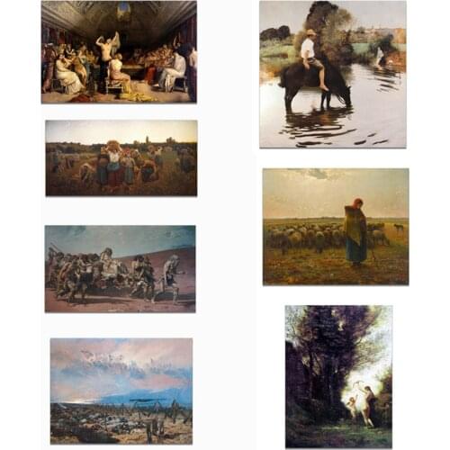 Watercolor Pasture View Village Poster Canvas Print Painting Wall Art Living Room Home Decoration