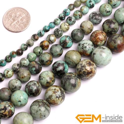 Natural Green Africa Turquoises Stone Round Beads For Jewelry Making Strand 15" DIY Bracelet Necklace Jewelry Loose Beads