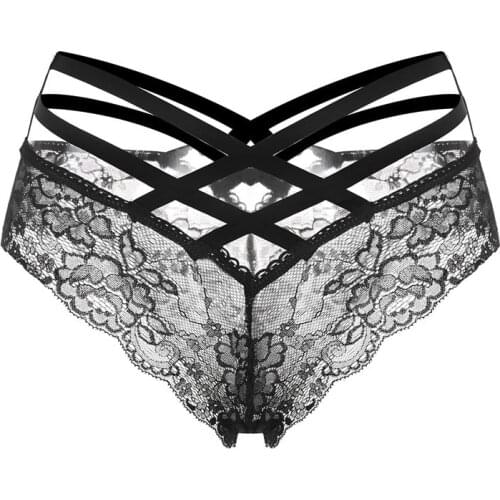 Women Sexy Lingerie Floral Lace Underwear for Women Cute Panties Underpants Knickers Strappy Briefs for Women Hipster Mid Waist