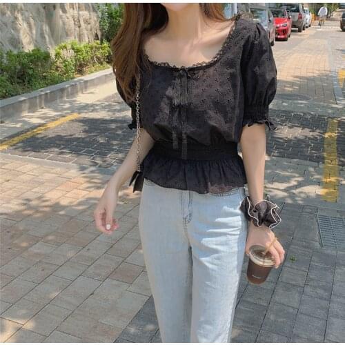 New Summer Vintage Solid Female Oversize Tops Womens Shirt Short Sleeve Girls Blouse Summer New Women Blouses Femme Blusas