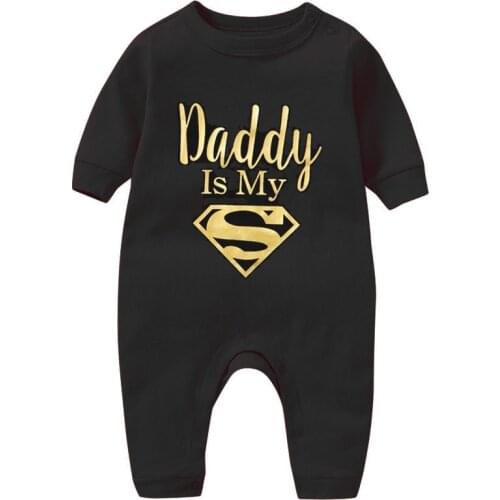 Autumn Winter Baby Girls Bodysuit Newborn Baby Long Sleeve 100% Cotton Daddy Is My Hero Funny Print Infant Baby Jumpsuit