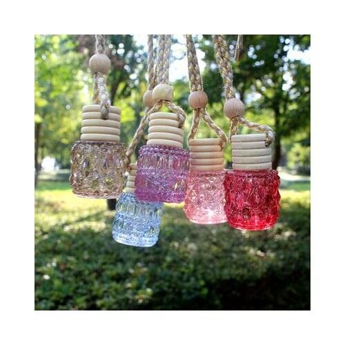 10pcs Top Grade Car Hang Pendants, Empty Car Perfume Refillable Glass Bottle, Vial DIY Colored Essential Oil Storage Bottle