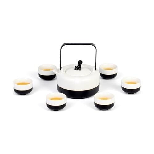 Simple Japanese-style large teapot cup set ceramic home large-capacity beam pot gift box