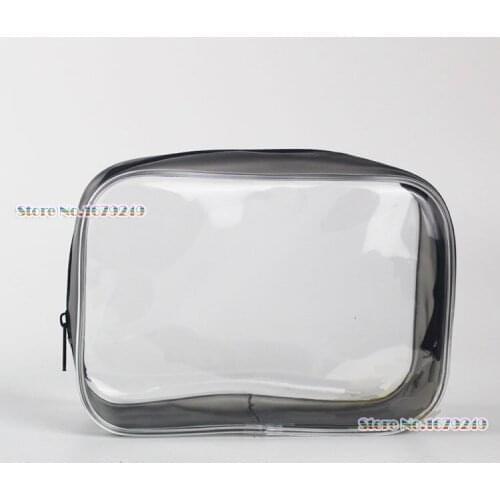 Wholesale17X6X12CM Cosmetic Bag Clear Transparent Plastic PVC Bags Travel Makeup Cosmetic Bag Toiletry Zip Pouch 200pcs/lot