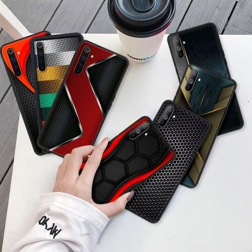 Silicone Phone Case For Realme C3 6 7 Pro 5 XT X50 C15 C21 GT Neo 8 C25 C11 Black Edge Soft Cover Funda Sports Car Carbon Fibre