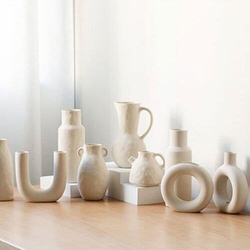 Nordic Ins Ceramics Vase living room dining table Flower Arrangement Container Art Vases Flowerpot Home Decorations Accessories