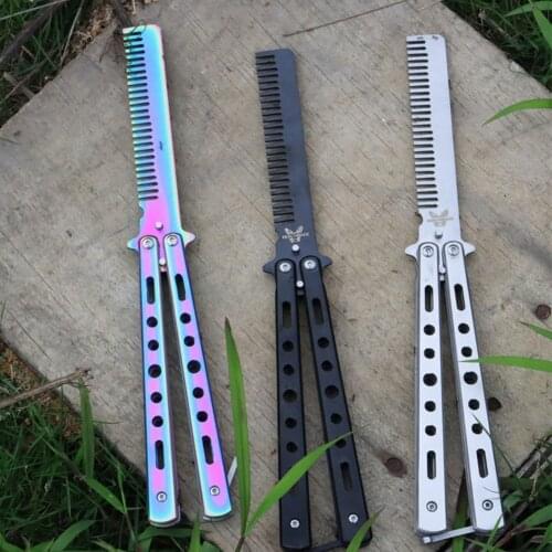 1PC Folding Comb Outdoor Practice Training Butterfly Style Knife Hair Brush Salon Comb Beard Brushes Hairdressing Styling Tool