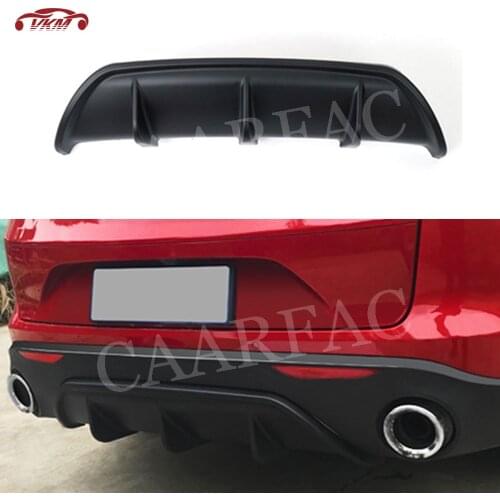 Carbon fiber / ABS Car Rear Lip Diffuser For Alfa Romeo Stelvio 2017 2018 2019 Fins Shark Style Skid Plate Car Bumper Guard