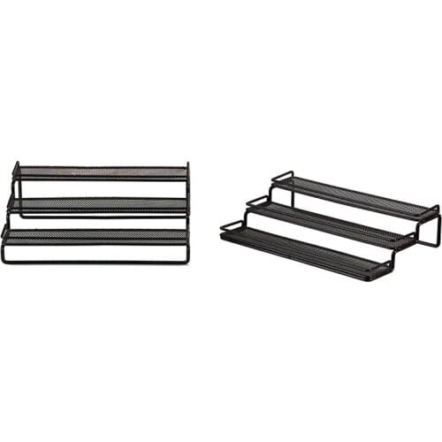 3-Tier Expandable Spice Rack for Cabinet & Pantry, Adjustable Kitchen Countertop Storage Organizer, Jars Step Shelf