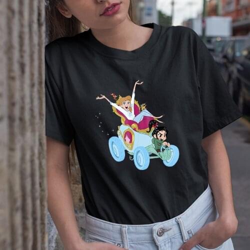Disney Cartoon Vanellope Printing Women T-shirts Summer New Products Fashion Dropship Color T Shirts Female Short Sleeve Kawaii