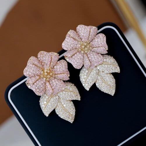 EYER Trendy Famous Leaf Earrings for Women Prom Party show Wine Important occasion Noble Jewelry High Quality AAA Zirconia