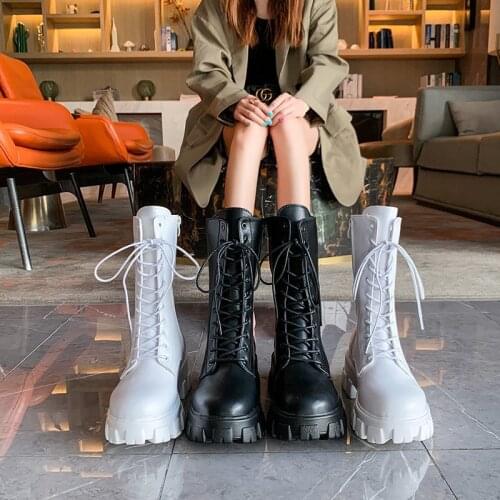 Womens Winter High Fur Boots Black,White High Platform Mid Calf Combat Motocross Cowboy Martin Army Goth Platform Boots