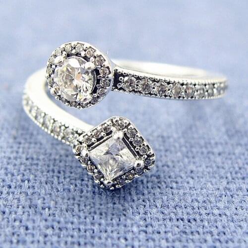 Bewill Original 925 Sterling Silver Ring Abstract Elegance With Crystal Ring For Women Wedding Party Gift Fine Jewelry