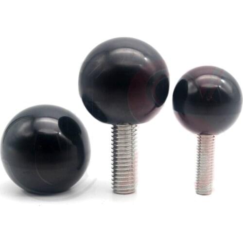 1pcs M16 ball type hand screws boltss round head bakelite adjustment knob handle screw bolt black color 25mm-70mm length
