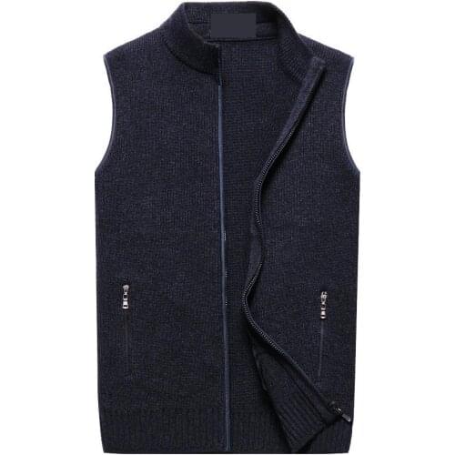 2018new high quality Men Thick wool blend Vest Cardigan Sweater Fashion Casual Computer Knitted Mandarin Collar plus size S-4XL