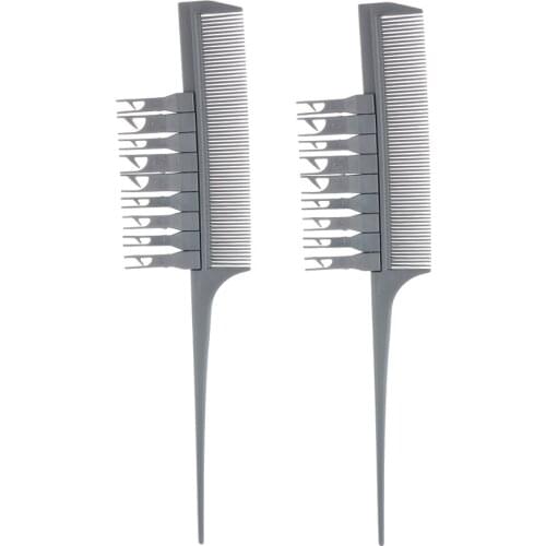 2x Professional Sectioning Weave Highlighting Brush Hair Combs Kit Silver