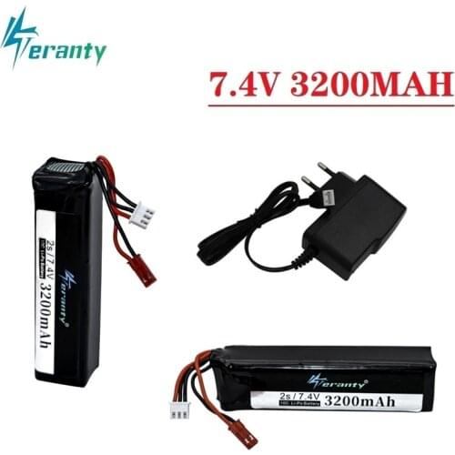 7.4V 3200mah 2s Rechargeable battery with charger for Frsky Taranis X9D Plus Transmitter 7.4V Toy Accessories