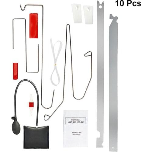 10pcs Car Emergency Tool Car Window Door Key Lost Kit Inflatable Air Pump Air Wedge Pry Tool Lock Out Unlock Pad Tool Kit