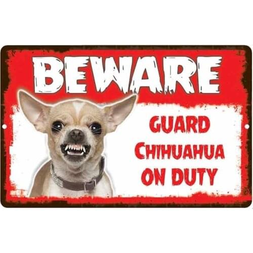 Car Sticker Beware Guard Chihuahua Dog on Duty Funny Decal Automobile Accessories,13cm*8.5cm