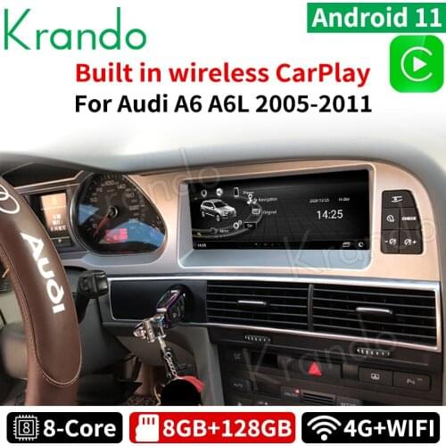 Krando Android 10.0 8.8'' 8G 128G ROM Car Radio For Audi A6 A6L 2005-2011 GPS Multimedia Player Original Style Wireless Carplay