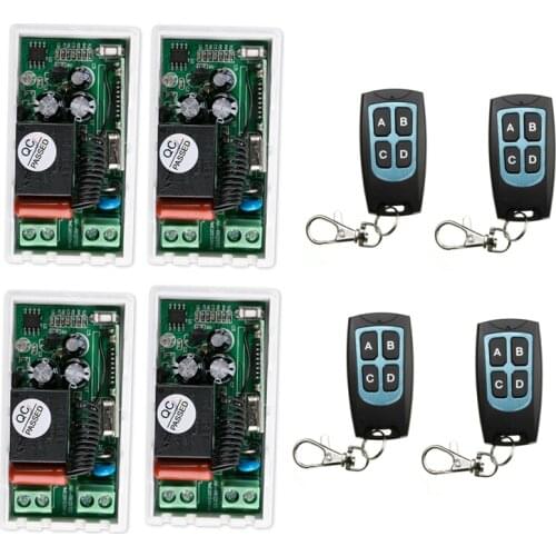 220 v 1 ch RF wireless remote control switch 4* receiver+4* transmitter 4 key self-lock mode easy connection