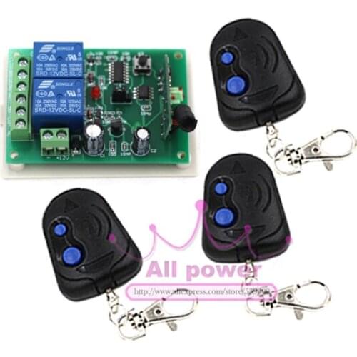 DC 12V 10A 2CH Channel Wireless Relay Remote Control Switch Wireless RF Remote 315MHz