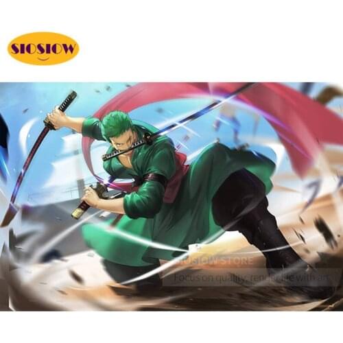 DIY 5D Diamond Painting Cross Stitch One Piece Zoro Swords Anime Figure Full Square 3d Diamond Mosaic Embroidery Decor Room Teen