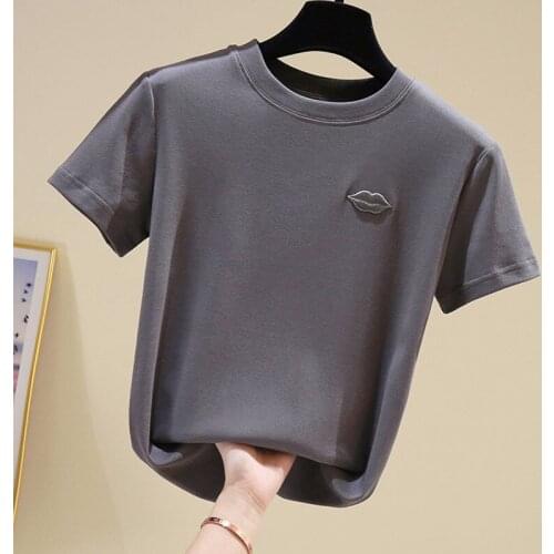 GGRIGHT 2020 New High Quality Embroidery T-shirts Women Plus Size Casual Cotton O-Neck Tee Shirt Female White Tops Harajuku