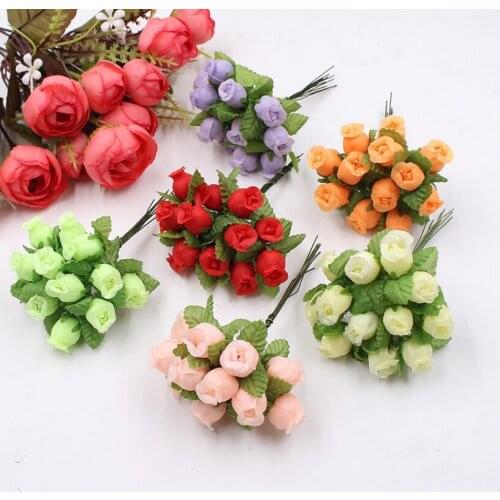 12 Heads Rose Flower Artificial Bouquet Silk Bedroom Decoration Fake Plants Wedding Table Decoration Garland Scrapbooking