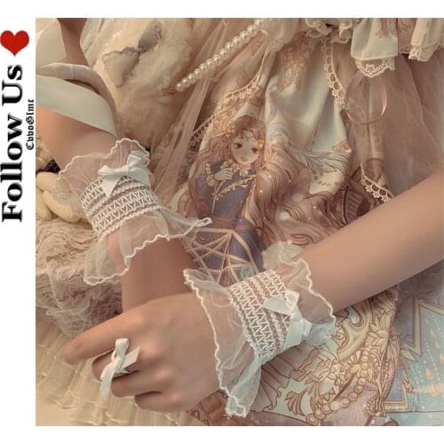 Lolita Black Lace Bow Arm Warmer Harajuku Fingerless Cuff Kawaii Gloves Women Cute Girl Wrist Sleeve Cuff Sleeve Cuff Women