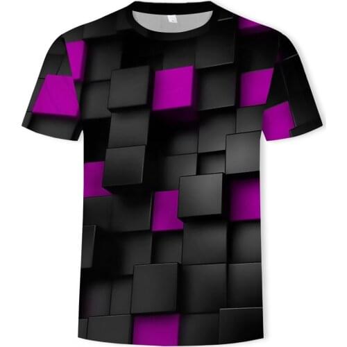 Fashion mens and womens t-shirts summer 3D square printed t-shirts mens hip-hop street mens clothing t-shirt for men