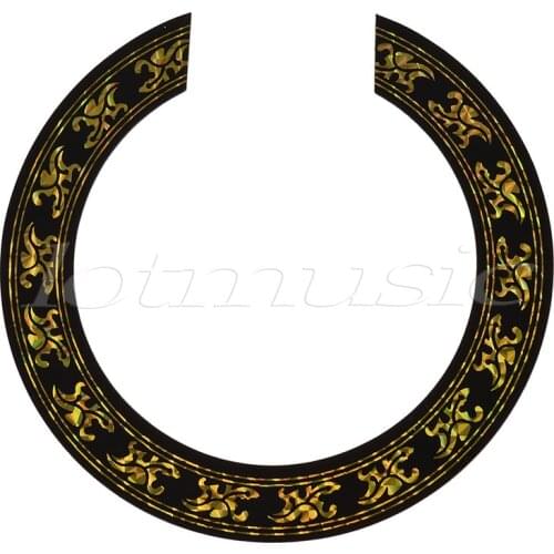 Soundhole Rosette Decal Sticker for Acoustic Classical Guitar Parts Black with Gold Pattern