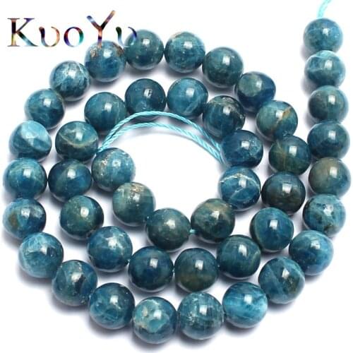 Natural Genuine Blue Ocean Apatite Gem Stone Beads Round Loose Beads For Jewelry Making 15"inch 6/8/10mm DIY Bracelet Necklace