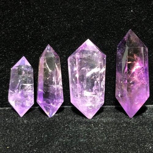 Amethyst Double Point Quartz Stone Hand-Polished Feng Shui Healing Reiki Home Decoration Stone Handicraft Decoration DT