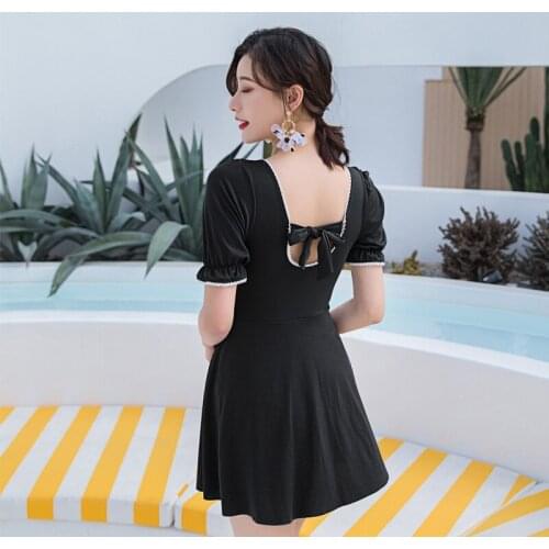 2021 New One Piece Swimsuit Women Solid Swimwear Skirt Monokini Push Up Swim Suit Pleated Trikini Bandeau Pad Bathing Suit