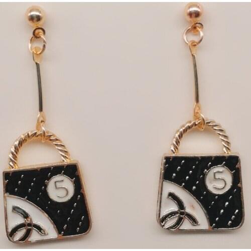 New cute lady bag enamel charm alloy pendant earrings jewelry gift