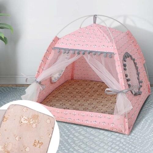 Pet Tent Portable Folding House Dog Cat Playing Bed Mat Waterproof Kennel Bed for Small Medium Dogs Outdoor Supplies #T