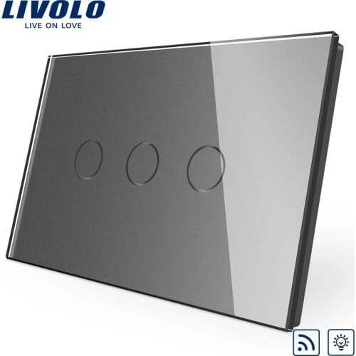 US/AU standard, Livolo Switch VL-C903DR-11,Ivory Crystal Glass Panel Touch Screen, Dimmer and Remote Home Wall Light Switch